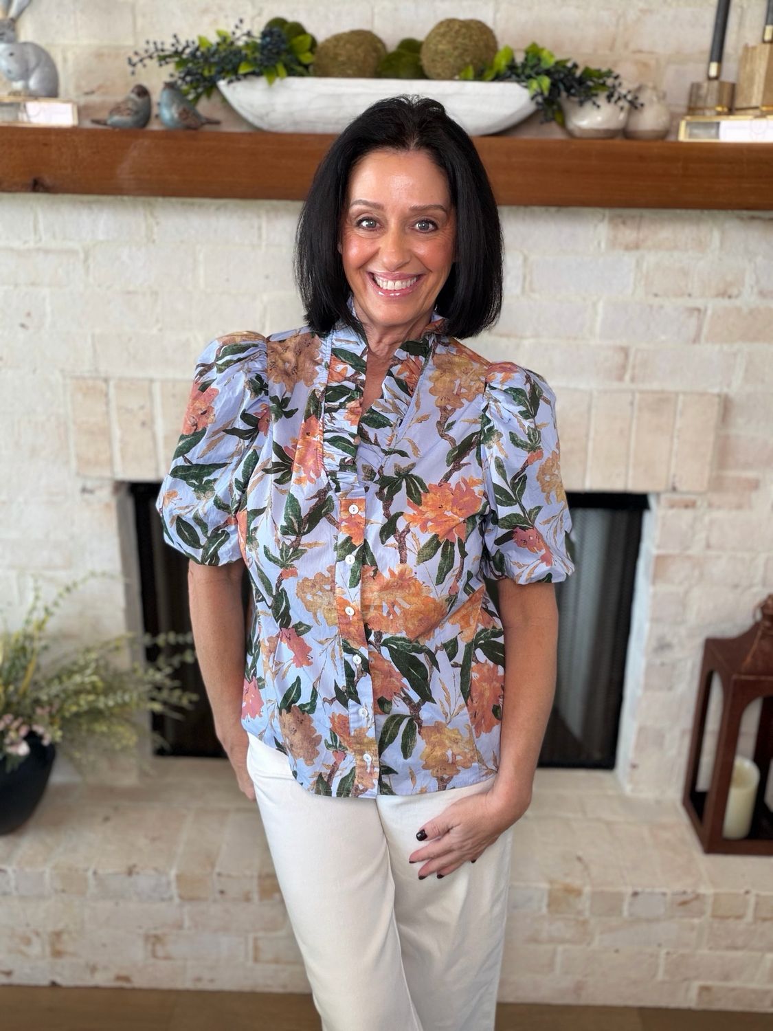 Entro Blue Floral Top