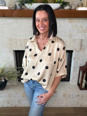Taupe Polka Dot Top