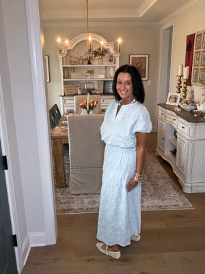 Crystal blue Floral Embroidered Two-Piece Skirt Set