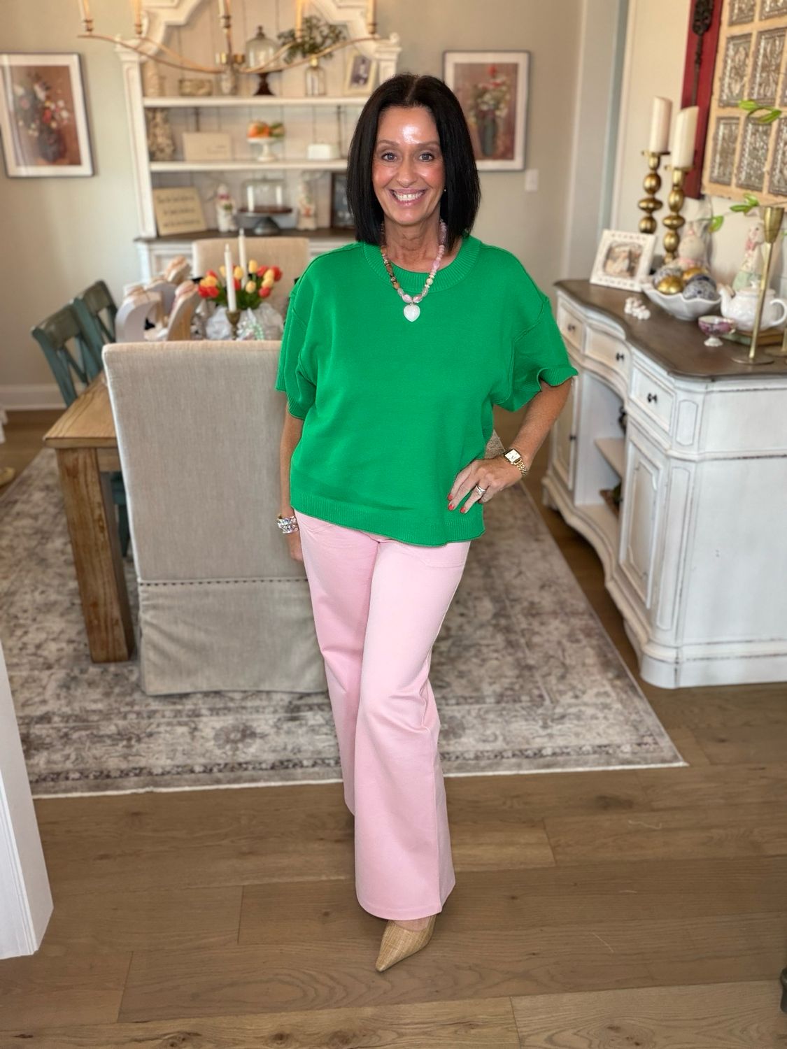 Soft Pink High Waisted Wide Leg Pant