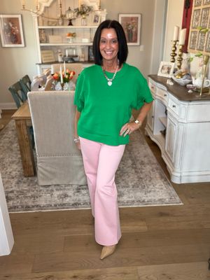 Soft Pink High Waisted Wide Leg Pant