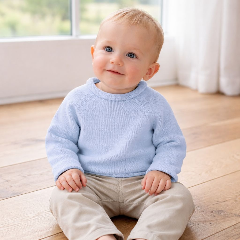 Magnolia Baby Knit Blue Raglan Sweater