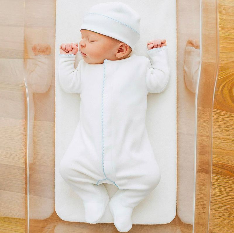 Mgnolia Baby Solid White Footie with Light Blue Trim