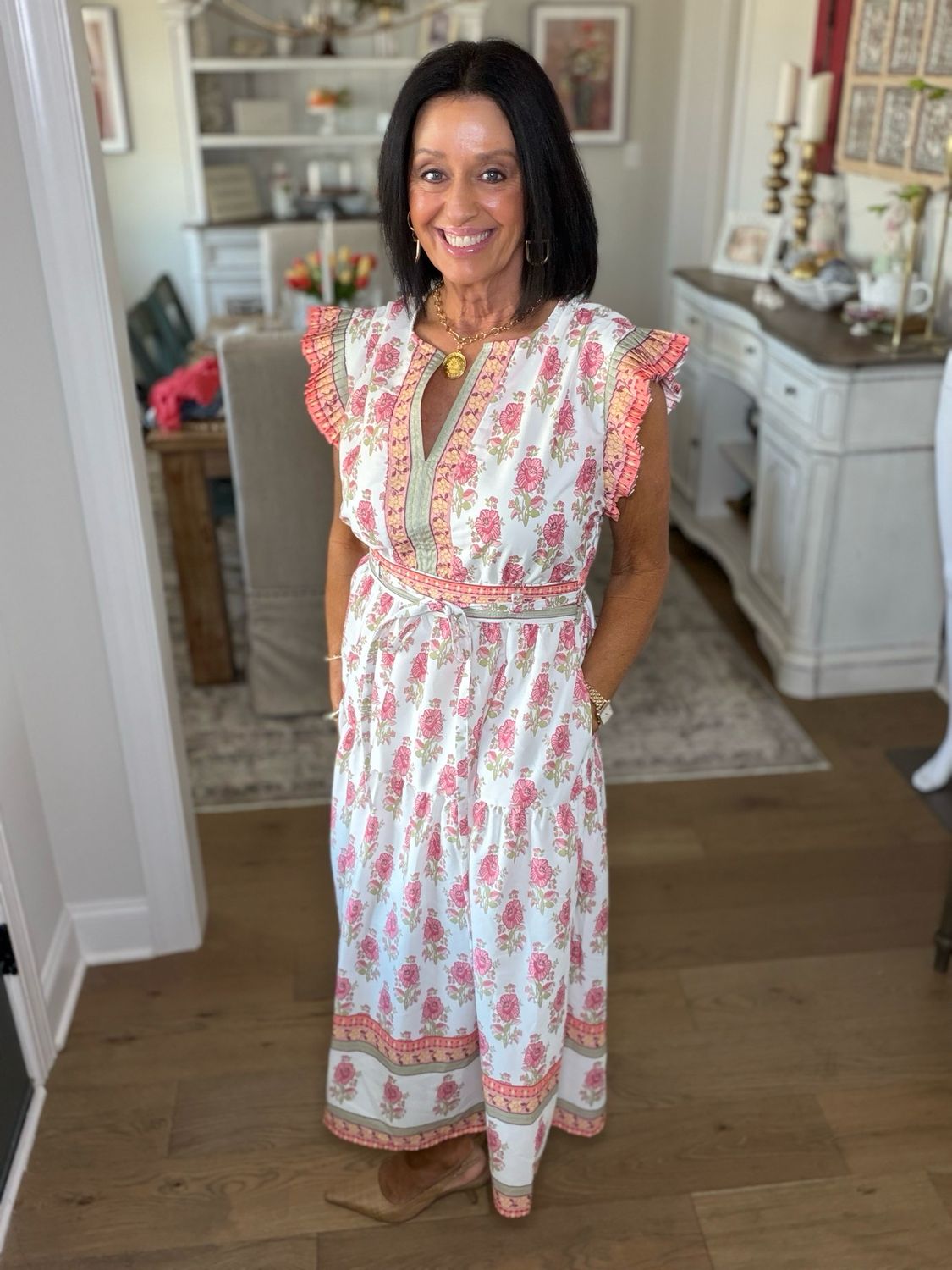 Floral Print Poplin Midi Dress Floral Print Poplin Midi Dress