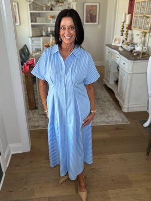 Blue Stripe Midi Dress Blue Stripe Midi Dress