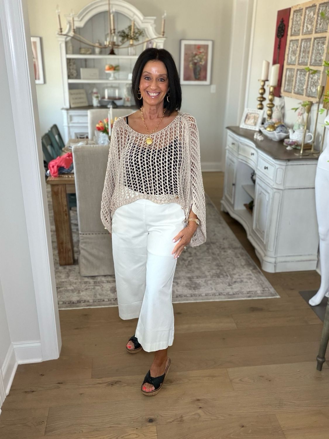 White Wide-Leg Crop Pants