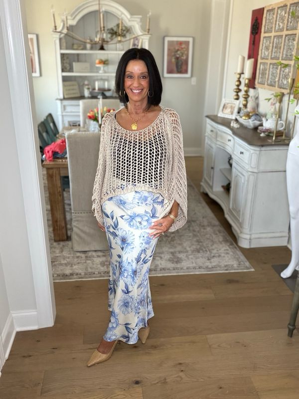 The Blue Blossom Silky Slip Skirt