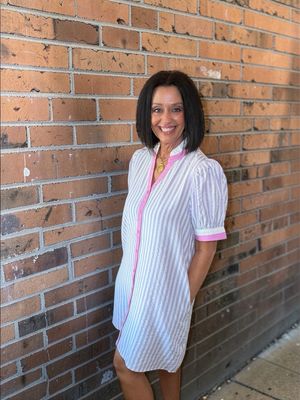 Lavender Stripe Short Dress