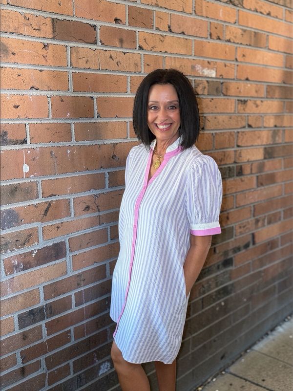 Lavender Stripe Short Dress