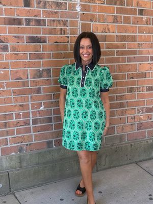 Green Floral Embroidery Short Dress Green Floral Embroidery Short Dress