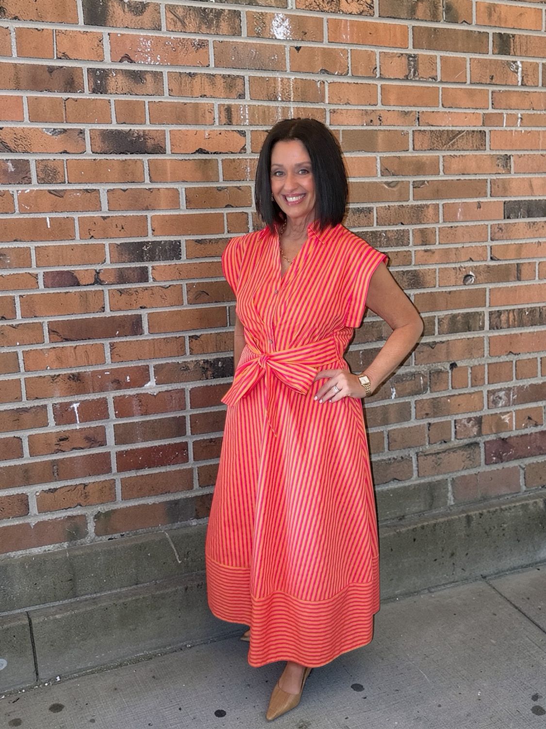 Entro Hot Pink Stripe Maxi Dress