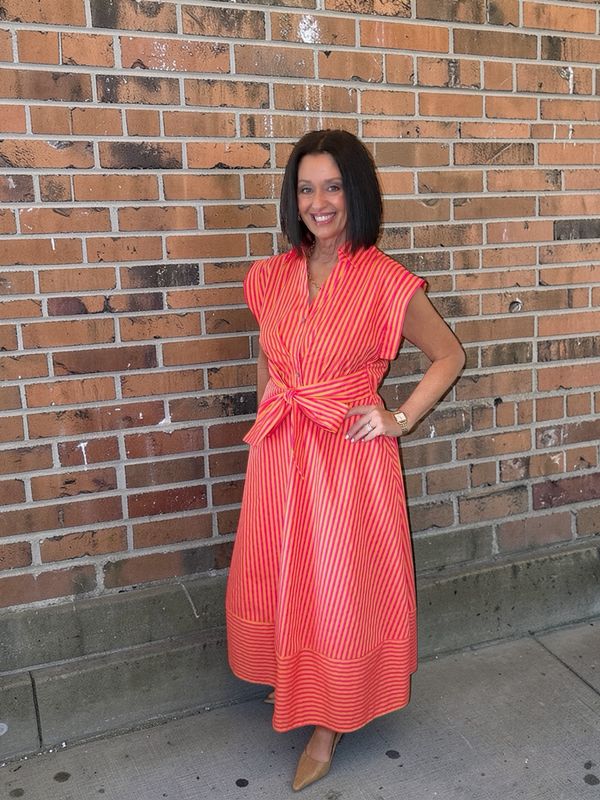 Entro Hot Pink Stripe Maxi Dress