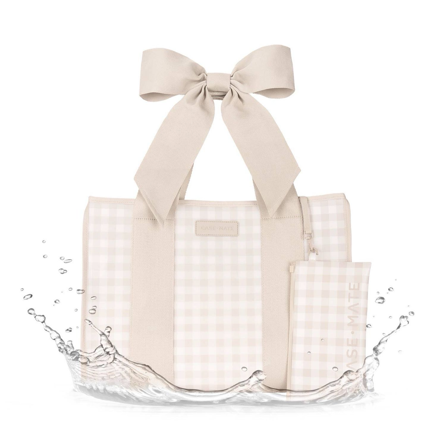 Case-Mate Latte Gingham Bow Jelly Tote Bag Case-Mate Latte Gingham Bow Jelly Tote Bag