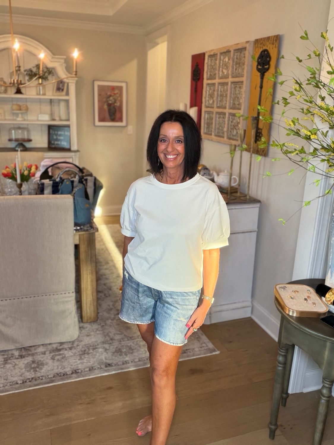 White Puff Sleeve Tee