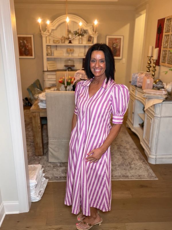 Lavender Stripe Midi Dress