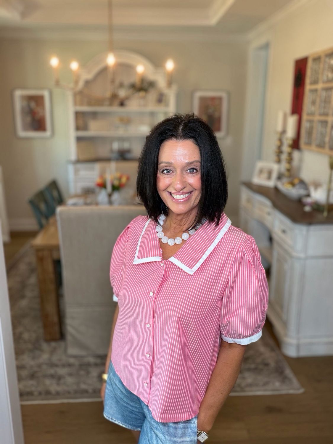 Red/white Stripe Button Down Top