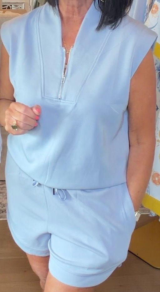 Dusty Blue Lounge Shorts Set