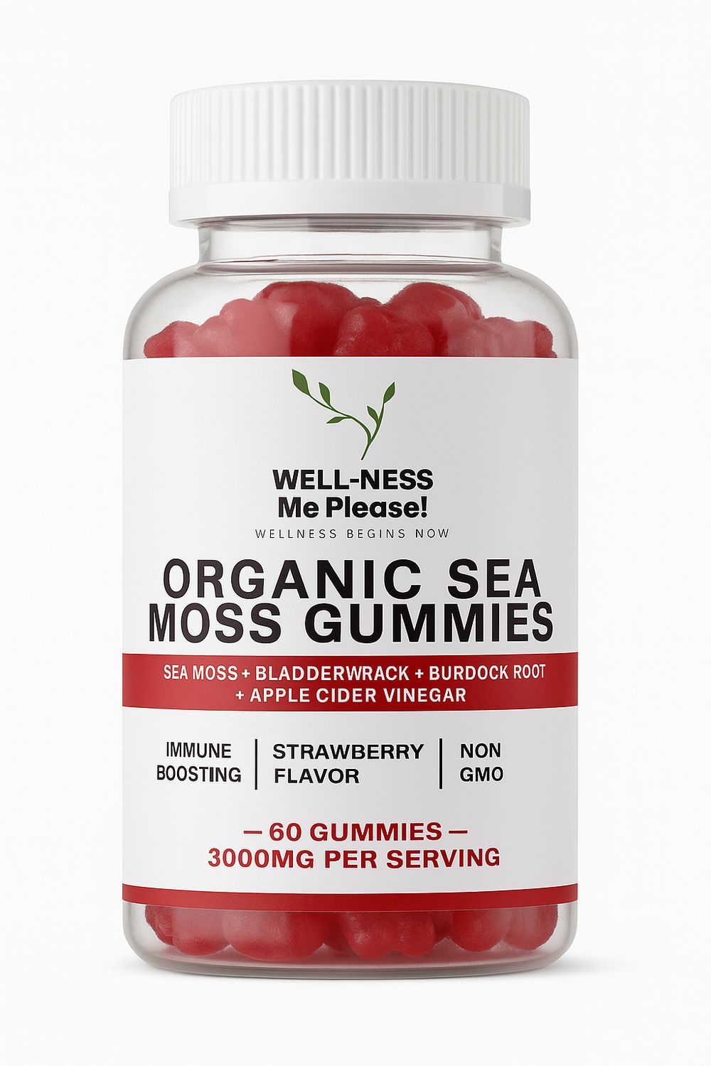 Seamoss Gummies - Strawberry-30-Day supply (60 gummies)