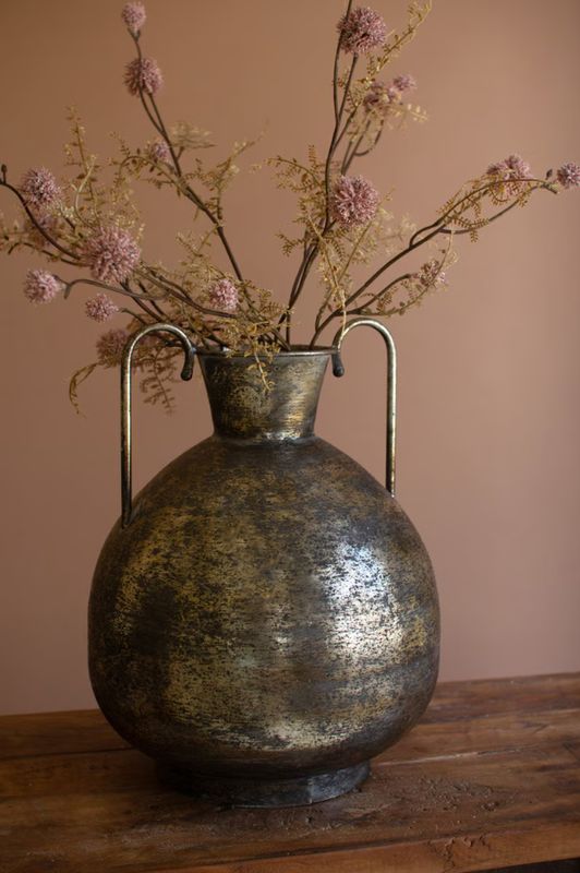 Rustic Metal Urn with Two Handles