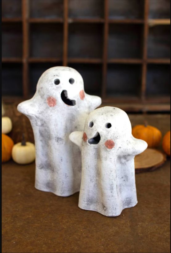 Tabletop Clay Ghost Lanterns