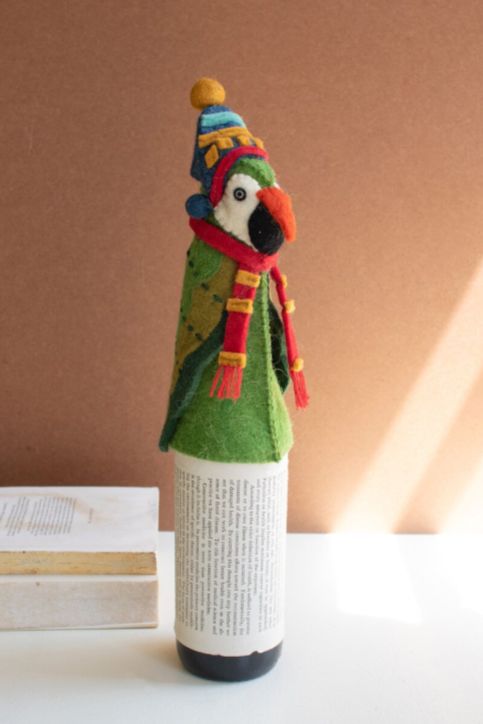 Felt Christmas Parrot Bottle Topper