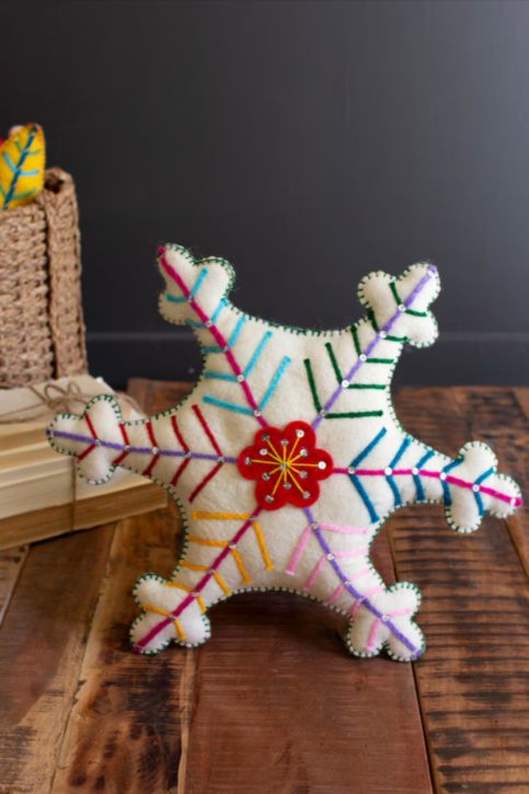 Felt White Star Christmas Pillow