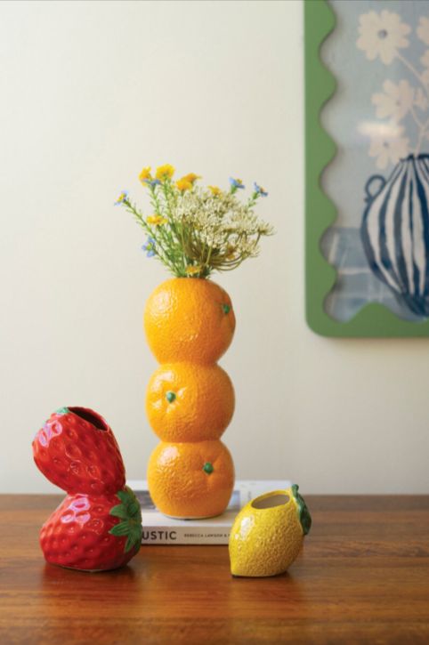 Strawberry, Orange and Lemon Ceramic Bud Vases