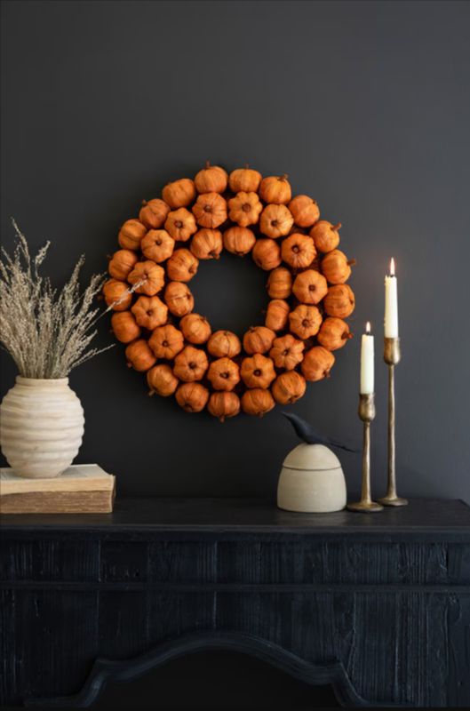 Faux Pumpkin Wreath