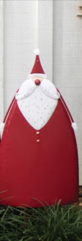 Painted Metal Santa Yard Stake, Size: short