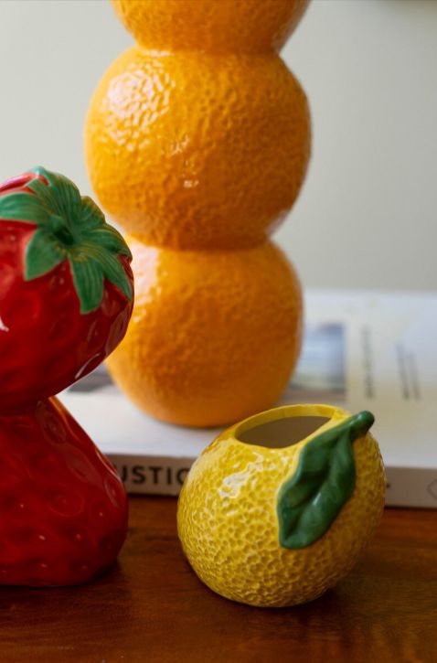 Strawberry, Orange and Lemon Ceramic Bud Vases, Color: Lemon