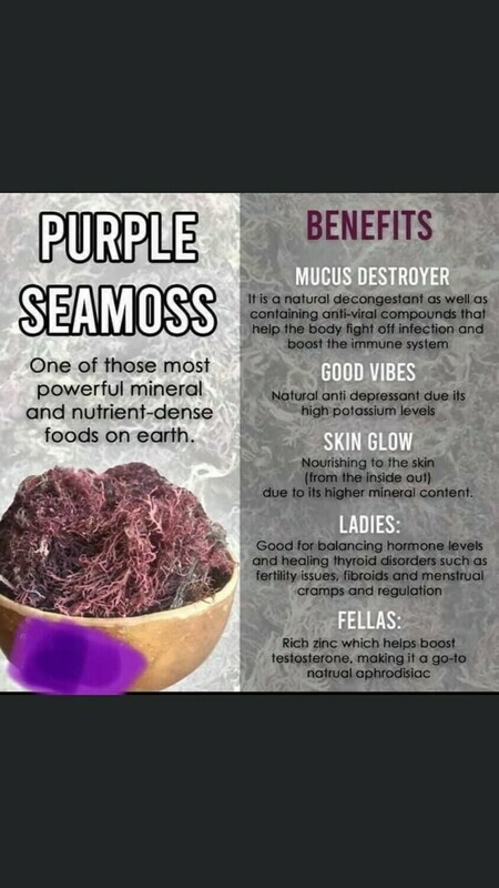 Wild Crafted Purple Seamoss  16 oz mason jar.  NO SHIPPING. 