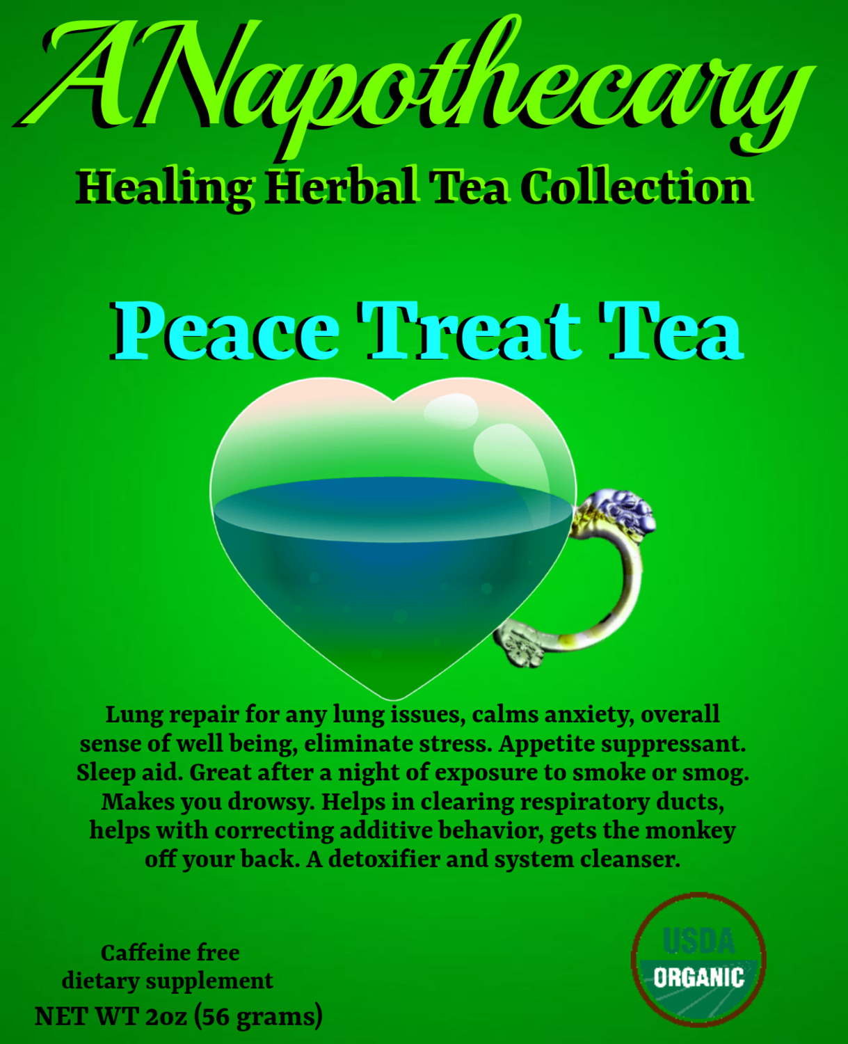 Peace Treat Kush CBD Tea One Gallon Tea bag