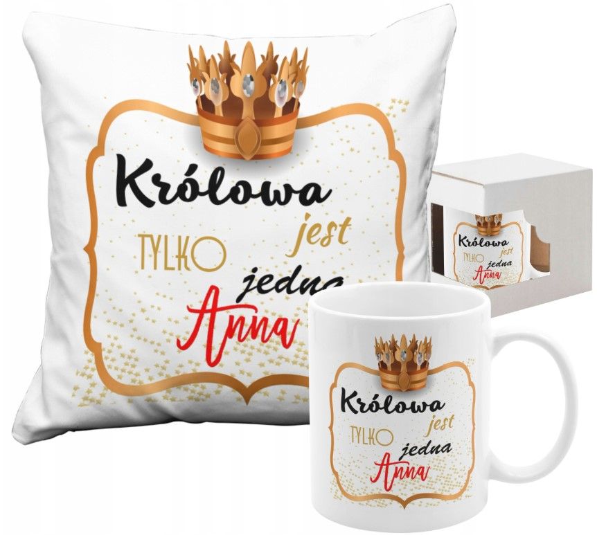 KRÓLOWA JEST TYLKO JEDNA ZESTAW KUBEK PODUSZKA PREZENT NA URODZINY Z IMIENIEM