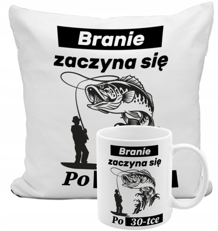 BRANIE ZACZYNA SIĘ PO XX ZESTAW KUBEK PODUSZKA PREZENT NA 20 30 40 50 60 70 80 KAŻDE URODZINY