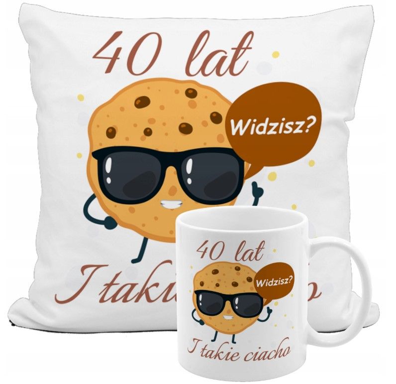 TAKIE CIACHO ZESTAW KUBEK PODUSZKA PREZENT NA 20 30 40 50 60 70 80 KAŻDE URODZINY