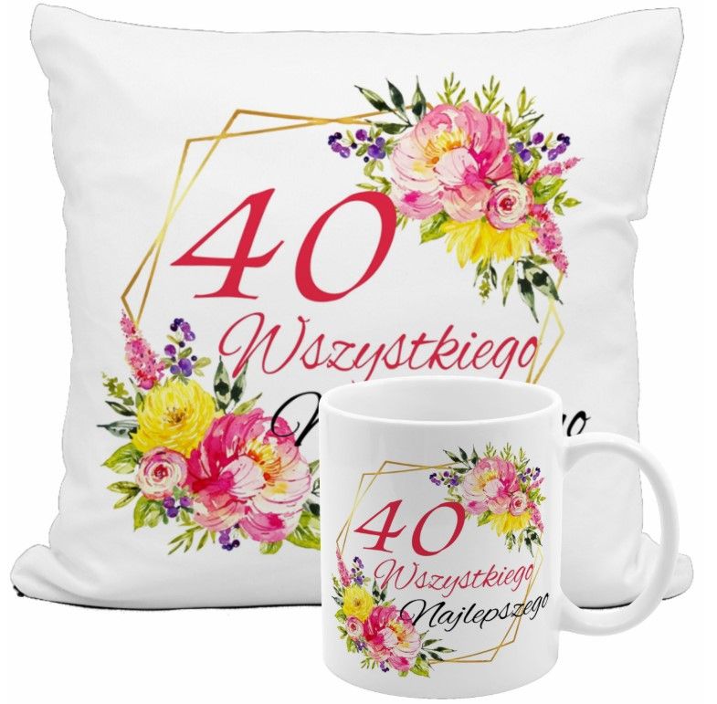 WSZYSTKIEGO NAJLEPSZEGO ZESTAW KUBEK PODUSZKA PREZENT NA 20 30 40 50 60 70 80 KAŻDE URODZINY