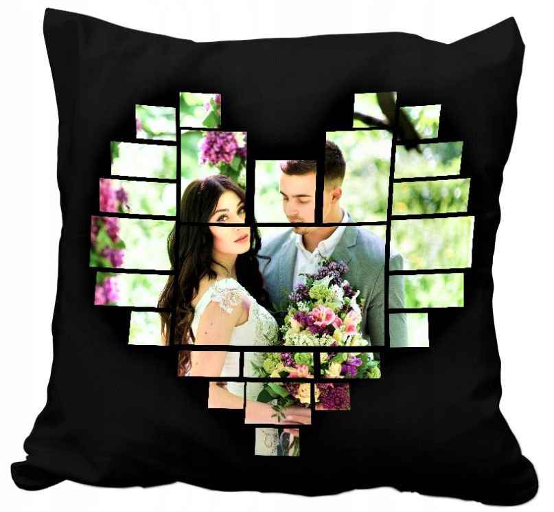 Foto Poduszka ze Zdjęciem w kształcie serca Miękka Pluszowa i miła w dotyku Świetny prezent na Walentynki