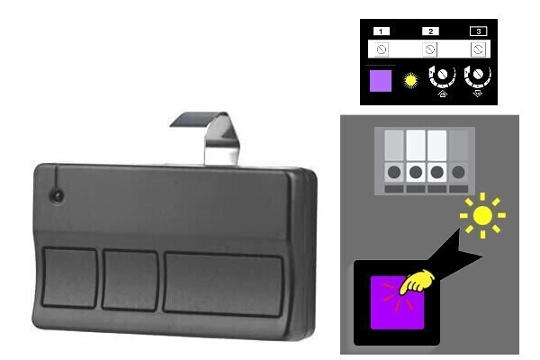 373LM Purple Learn Button​ Compatible Three Button Visor Remote