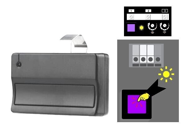 371LM Purple Learn Button​ Compatible One Button Visor Remote
