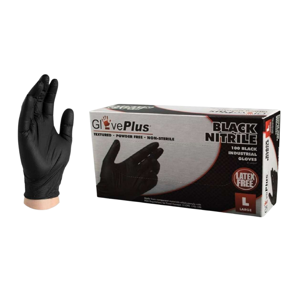 Give Plus Black Nitrile Gloves