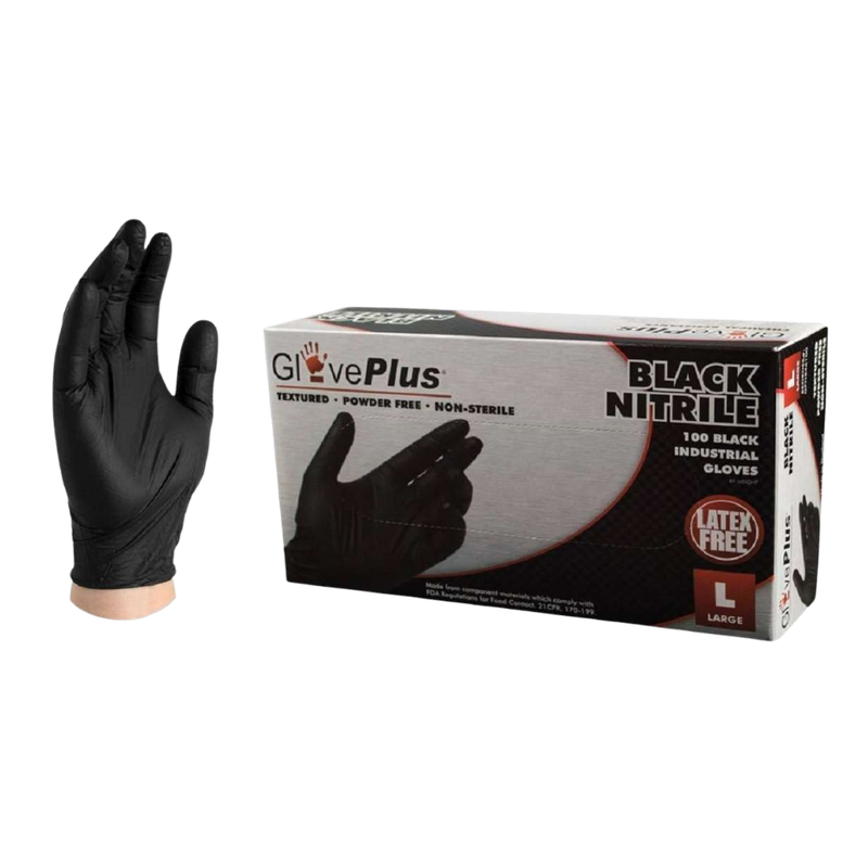 Give Plus Black Nitrile Gloves