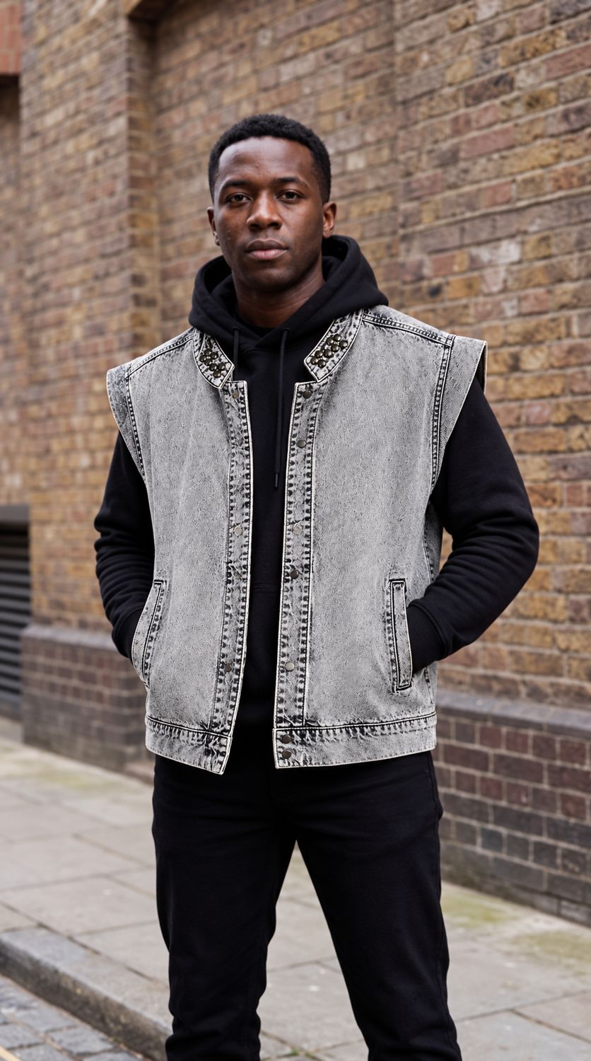 Veste sans manches en denim upcyclé