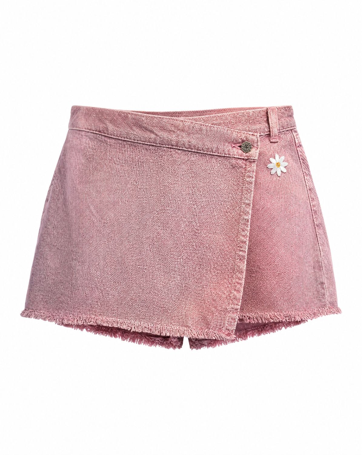 Short Jupe en denim upcyclé brodé