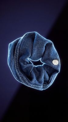Chouchou en denim upcyclé