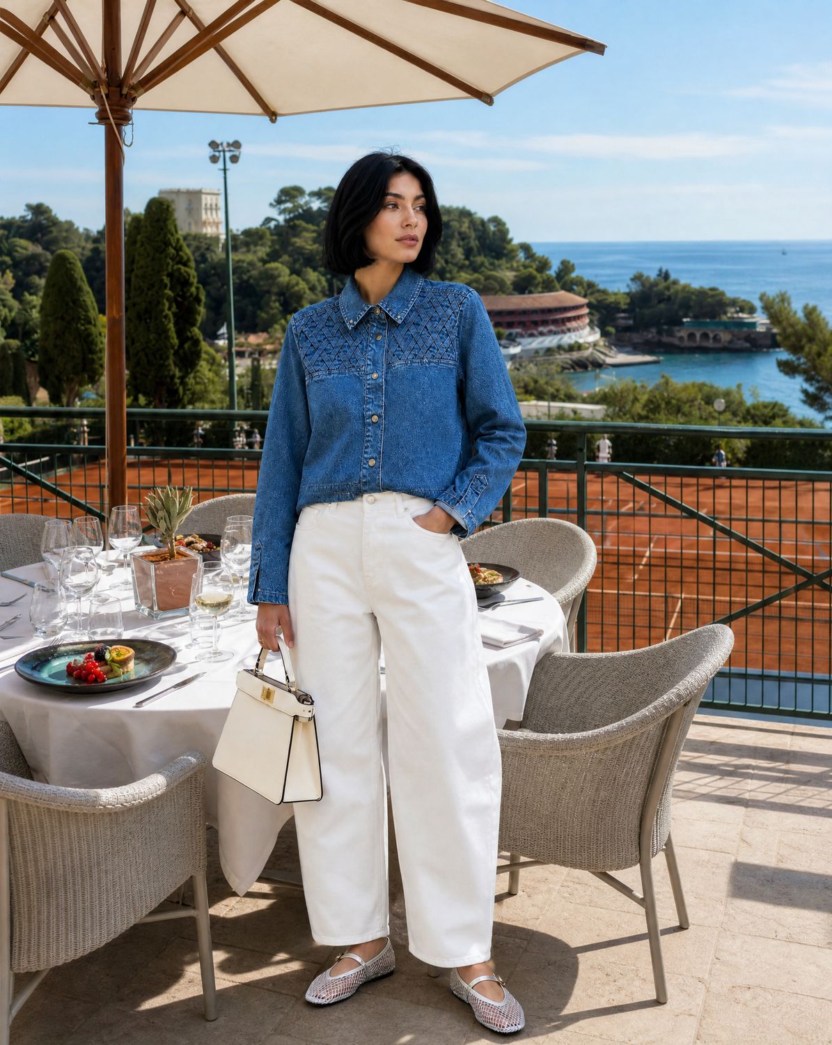 Chemise en denim upcyclé avec broderie tressée