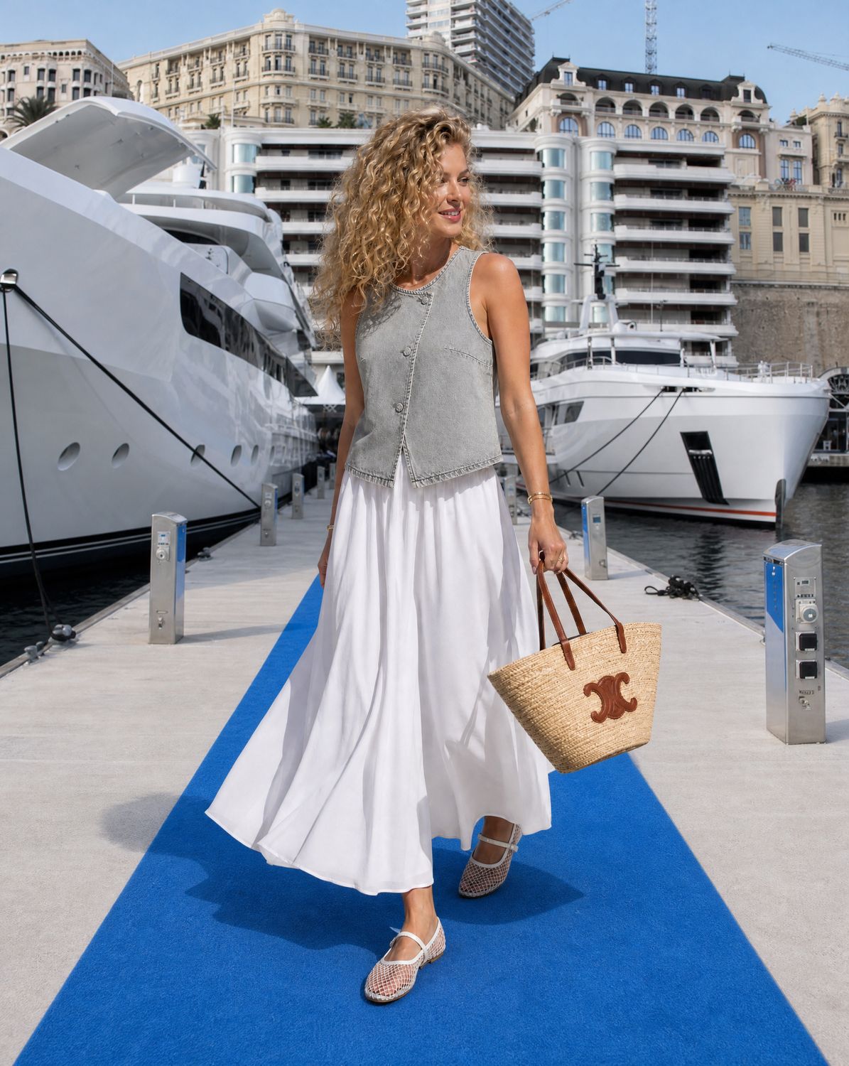 Gilet en denim upcyclé brodé