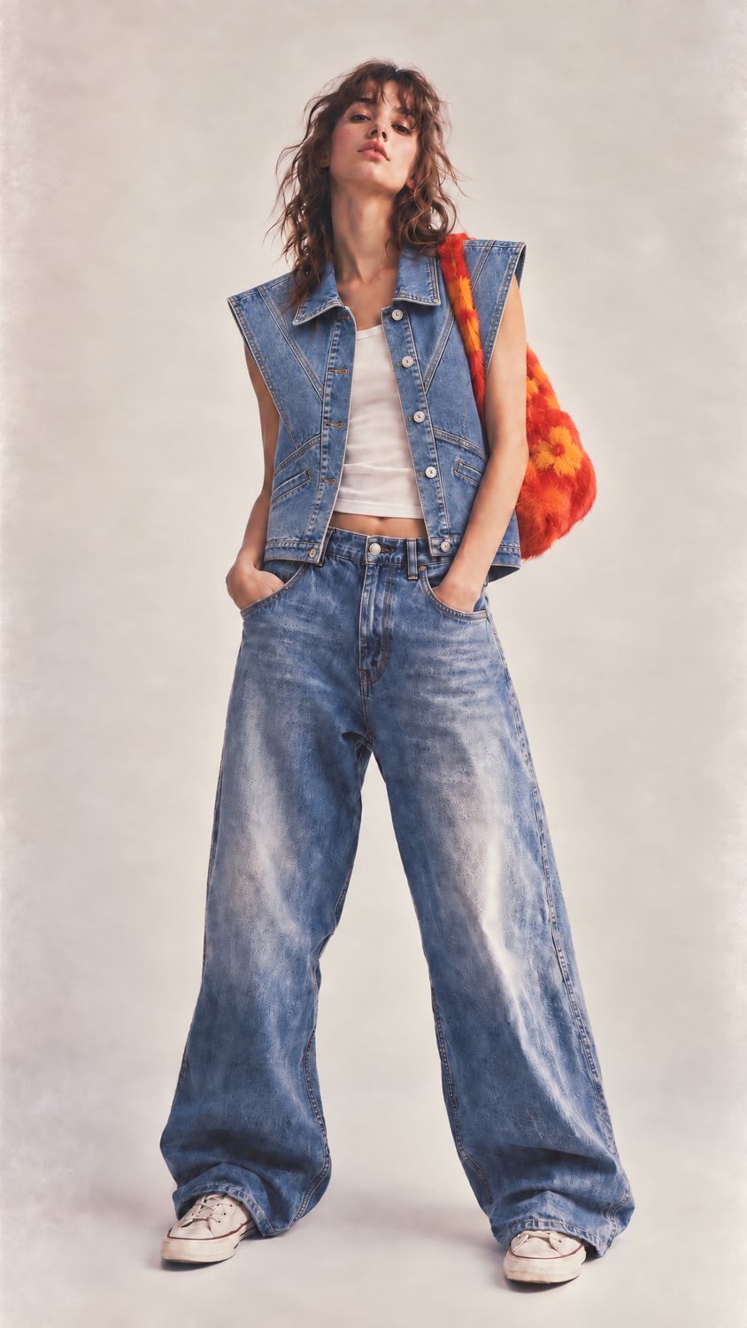 Veste sans manches en denim upcyclé