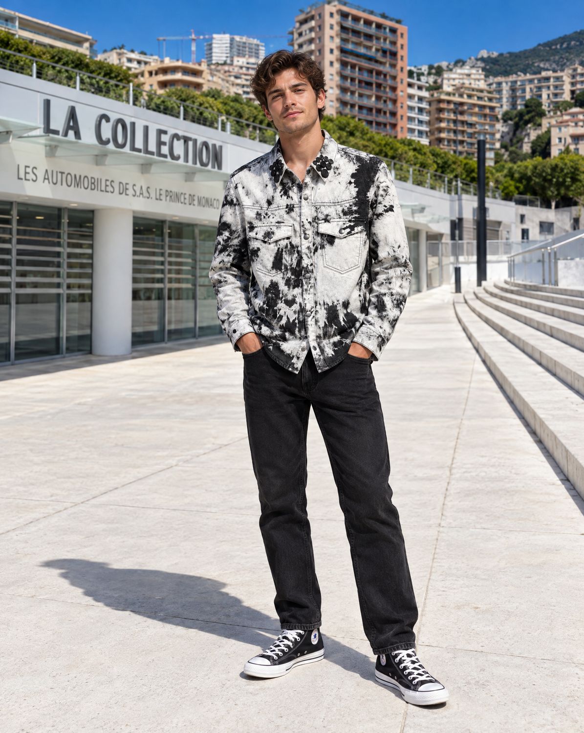 Veste chemise en denim upcyclé et customisé
