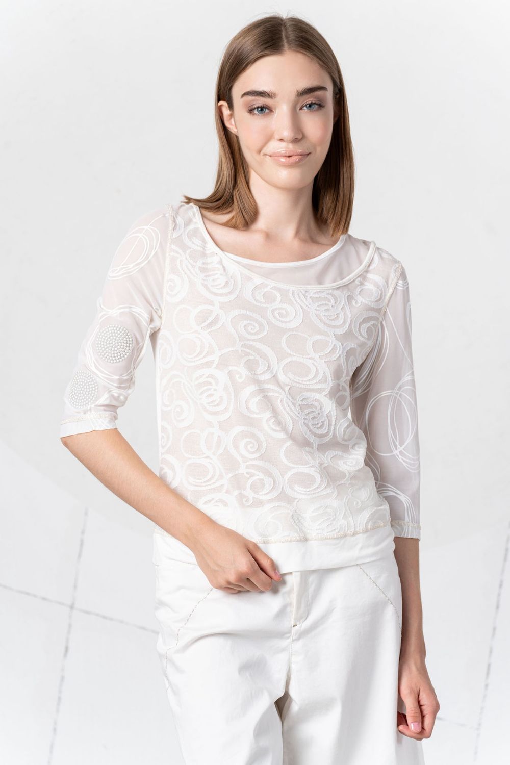 EC- Top mesh long sleeves circle print