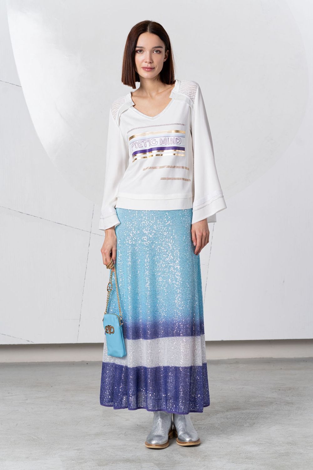 Elisa Cavaletti- Top chiffon bell sleeves